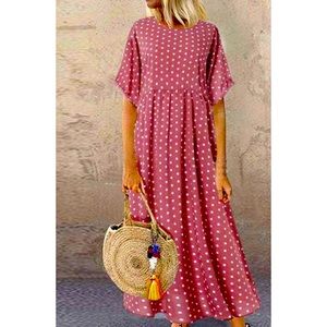 Summer Loose Fitted Polka Dot Beach Dress Sz S